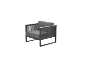 Alain Lounge Stuhl carbon black / rope mid grey / mid grey