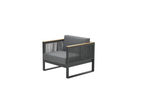 Alain Lounge Stuhl carbon black / rope mid grey / mid grey