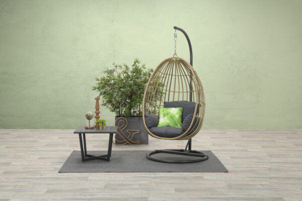 Panama Hängekorb carbon black / natural rotan / reflex black – Bild 3