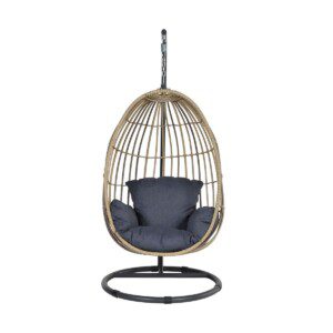 Panama Hängekorb carbon black / natural rotan / reflex black