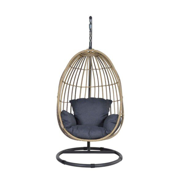 Panama Hängekorb carbon black / natural rotan / reflex black