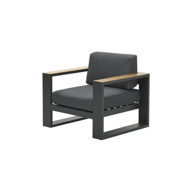 Cube Lounge Stuhl carbon black / reflex black / alu teak look