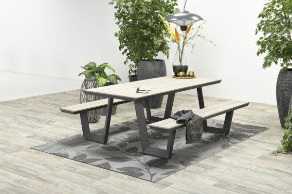 Bell Picknickset 200 x 178 x H75 cm carbon black / light teak polywood – Bild 5