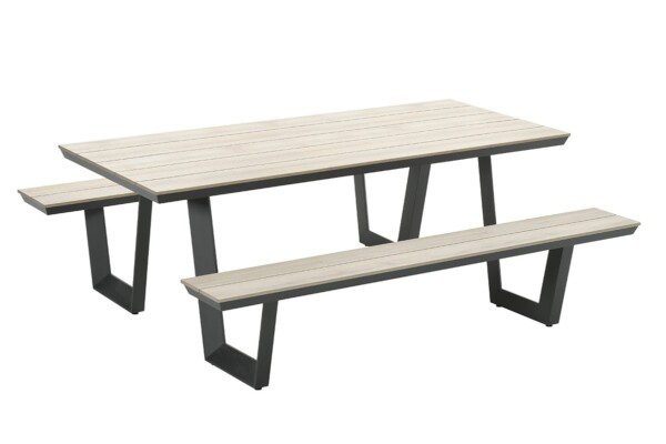 Bell Picknickset 200 x 178 x H75 cm carbon black / light teak polywood – Bild 2
