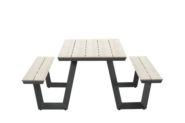 Bell Picknickset 200 x 178 x H75 cm carbon black / light teak polywood – Bild 4