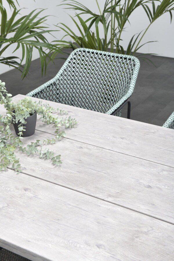Olympus Tisch 220 x 100 x H72 cm carbon black / alu antic teak look – Bild 8
