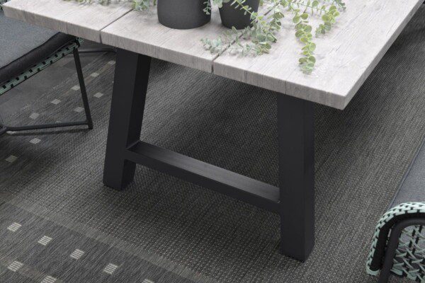 Olympus Tisch 220 x 100 x H72 cm carbon black / alu antic teak look – Bild 7