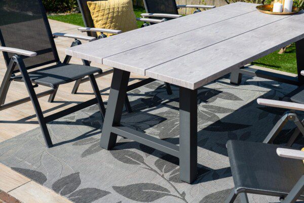Olympus Tisch 220 x 100 x H72 cm carbon black / alu antic teak look – Bild 9