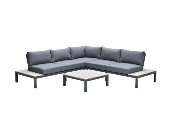 Nicolle Lounge Set carbon black / mystic grey / light teak immowood