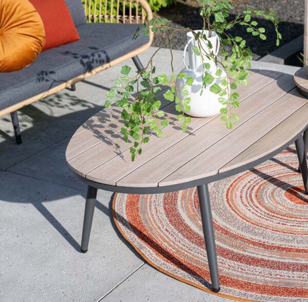 Margriet Beistelltisch oval 120 x 75 x H45 cm carbon black / light teak imowood – Bild 3