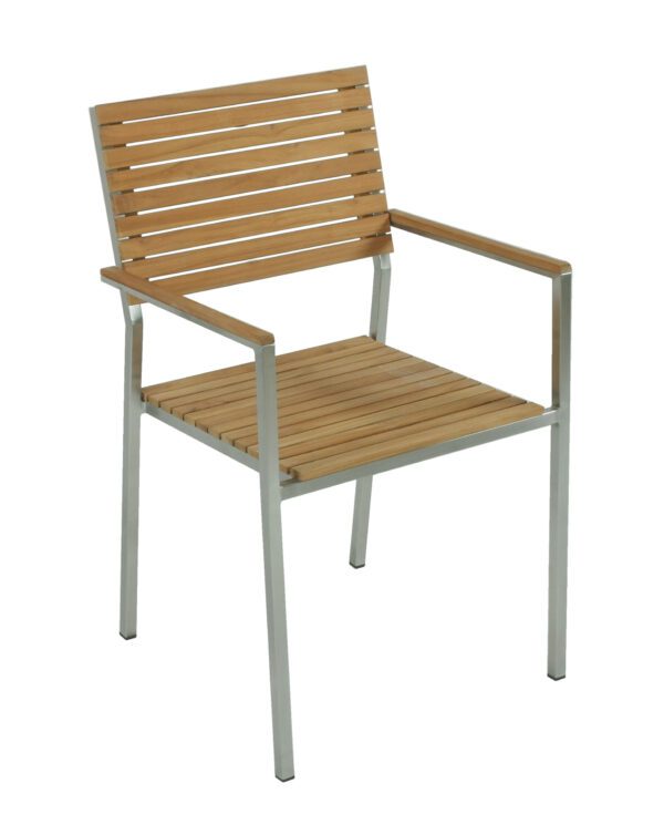 DENVER Tischgruppe Edelstahl / Teak – Bild 2