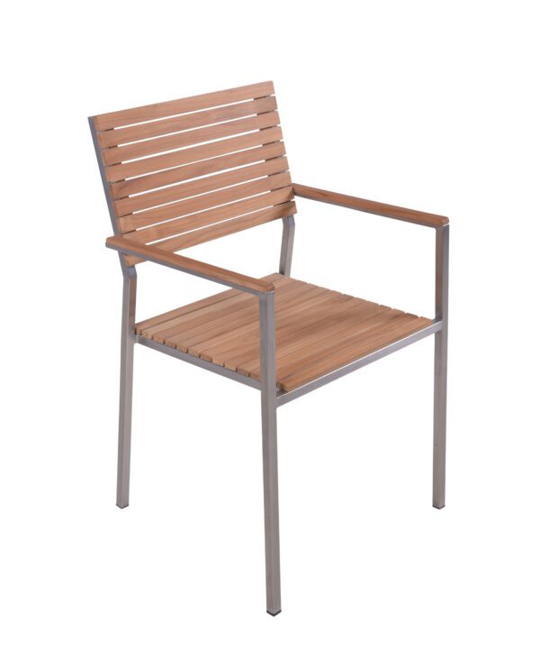 DENVER Tischgruppe Edelstahl / Teak – Bild 3