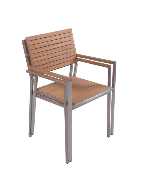 DENVER Tischgruppe Edelstahl / Teak – Bild 5