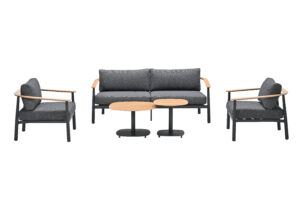 Montevideo Lounge carbon black / light teak look / merino black