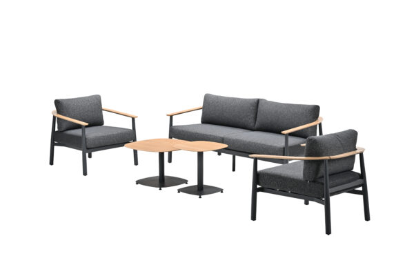 Montevideo Lounge carbon black / light teak look / merino black – Bild 2