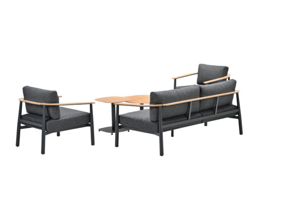 Montevideo Lounge carbon black / light teak look / merino black – Bild 4