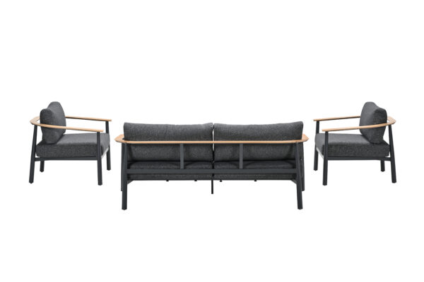 Montevideo Lounge carbon black / light teak look / merino black – Bild 5