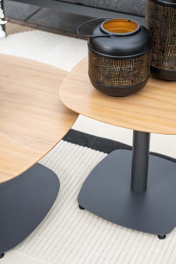 Montevideo Lounge carbon black / light teak look / merino black – Bild 7