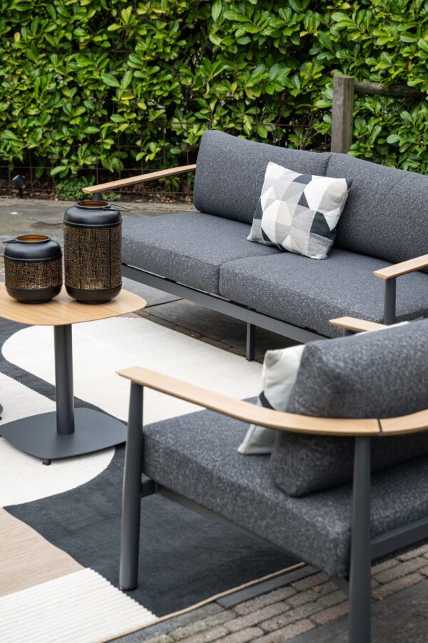 Montevideo Lounge carbon black / light teak look / merino black – Bild 8