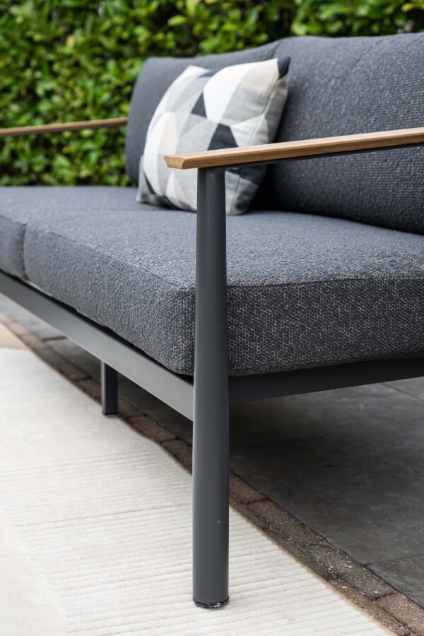 Montevideo Lounge carbon black / light teak look / merino black – Bild 9