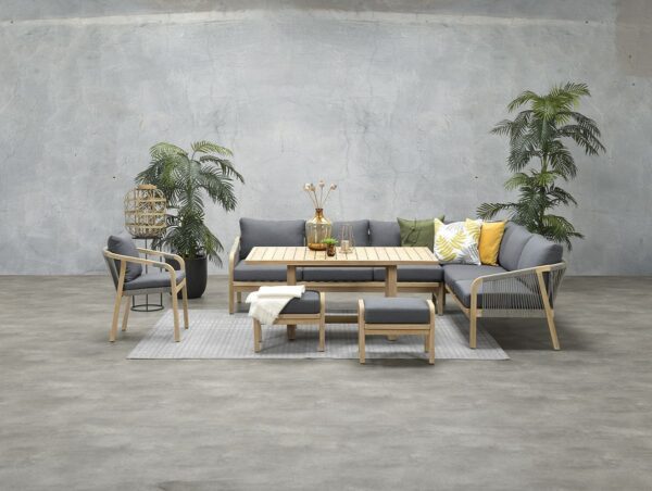 Santos Lounge acacia white wash / rope dark grey / mystic grey – Bild 7