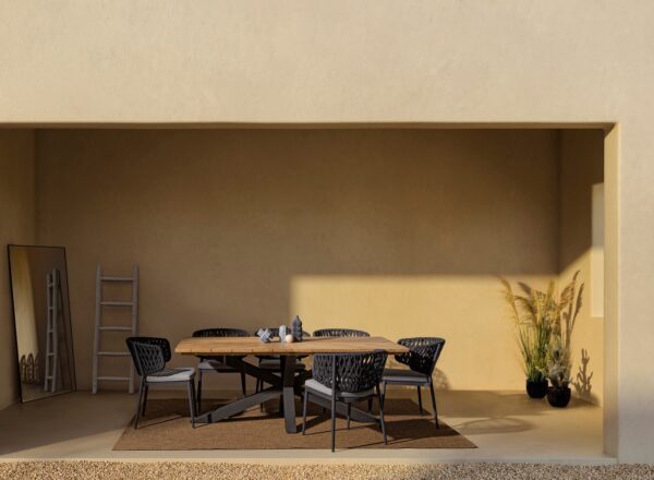 Palmdale Tisch 200 x 100 x H77 cm anthrazit / teak – Bild 6