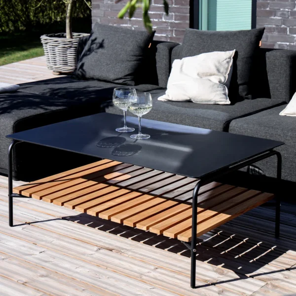 Patio Tisch 113 x 70 x 45cm anthrazit / teak – Bild 5