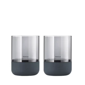 CALMA 2er Set Windlicht XS steel grey & smoke