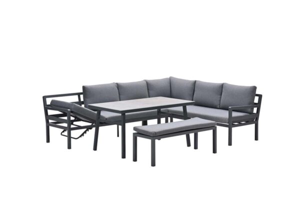 Corsica Lounge carbon black / mystic grey / grey slate look ceramic glass