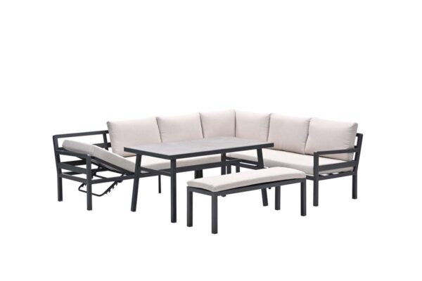 Corsica Lounge carbon black / desert sand / grey slate look ceramic glass