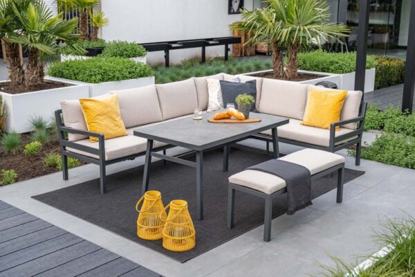 Corsica Lounge carbon black / desert sand / grey slate look ceramic glass – Bild 5