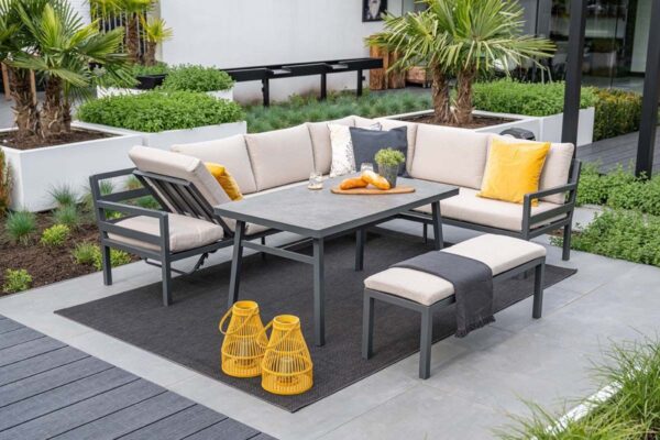 Corsica Lounge carbon black / desert sand / grey slate look ceramic glass – Bild 7