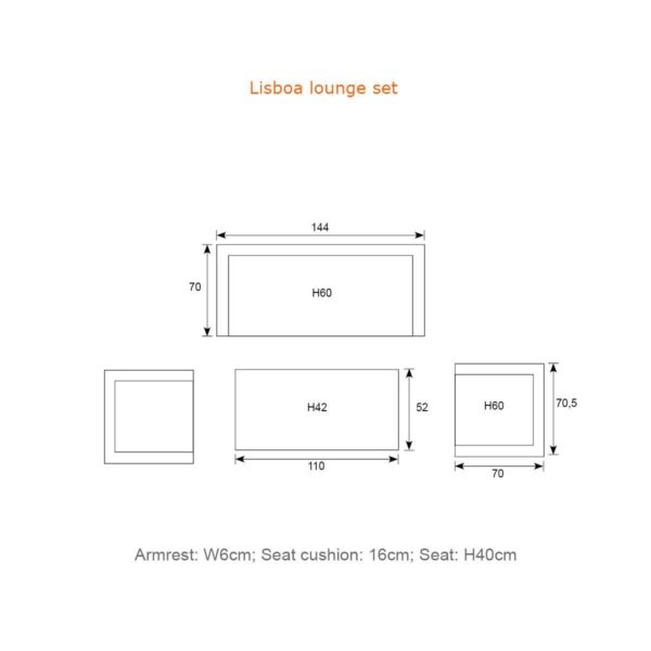 Lisboa Lounge carbon black / desert sand / light teak look – Bild 6