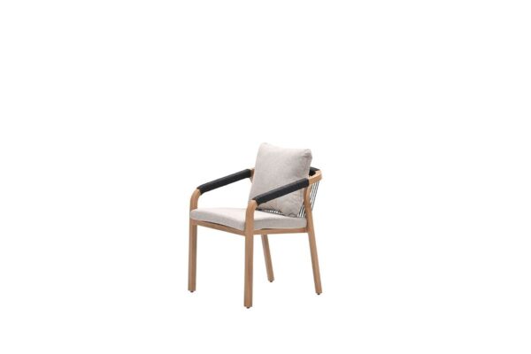 Monti Dining Stuhl light teak look / rope lava black / gobi sand