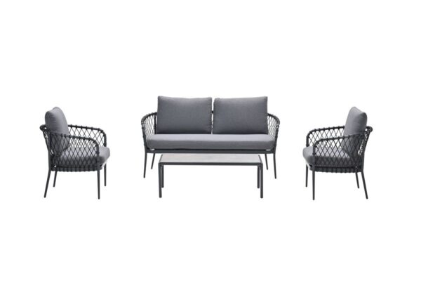 Tropea Lounge carbon black / TPU Rope dark grey / mystic grey / grey slate look glas