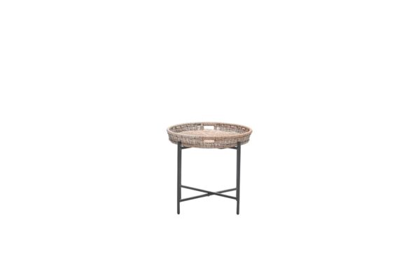Benidorm Beistelltisch Ø 60 x H50 cm carbon black / natural rotan – Bild 2