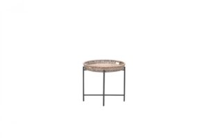 Benidorm Beistelltisch Ø 60 x H50 cm carbon black / natural rotan
