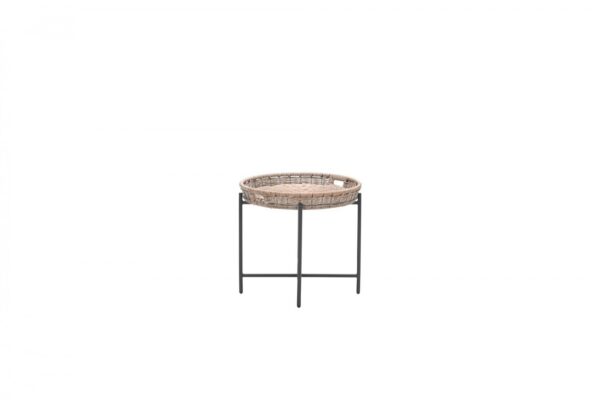 Benidorm Beistelltisch Ø 60 x H50 cm carbon black / natural rotan