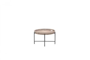 Benidorm Beistelltisch Ø 70 x H40 cm carbon black / natural rotan