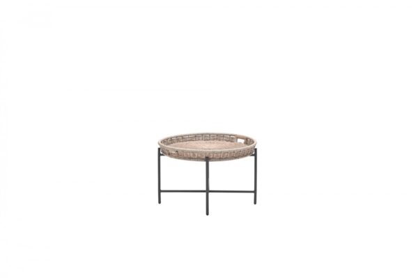 Benidorm Beistelltisch Ø 70 x H40 cm carbon black / natural rotan