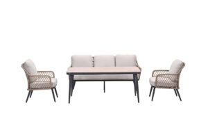 Allasio Lounge carbon black / rope natural PE / desert sand / Vironwood