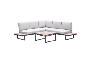 Masone Lounge carbon black / valley sand / light teak Vironwood
