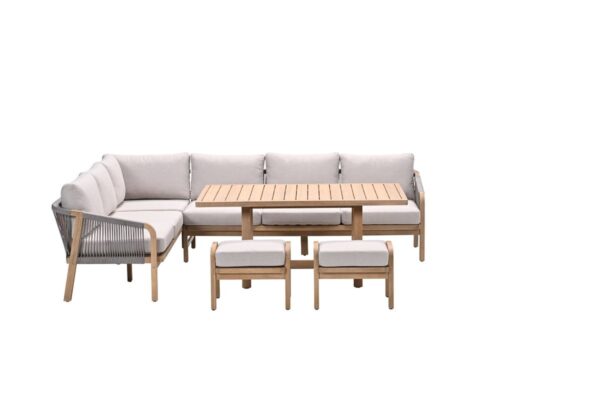 Santos Lounge acacia white wash / rope taupe / grey sand