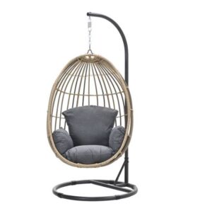 Panama Hängekorb carbon black / natural rotan / mystic grey