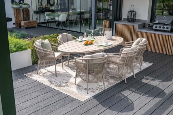 Edison Tisch 220 x 115 x 75 cm taupe / light teak Vironwood – Bild 4
