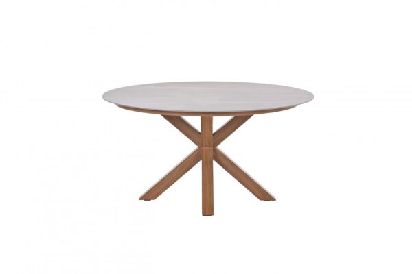 Lowland Tisch Ø 150 x H75.5 cm light teak look / Centostone Napoli sand