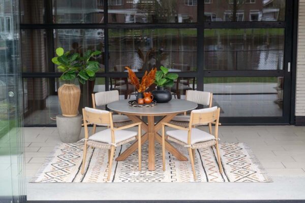 Lowland Tisch Ø 120 x H75.5 cm light teak look / Centostone Napoli sand – Bild 6