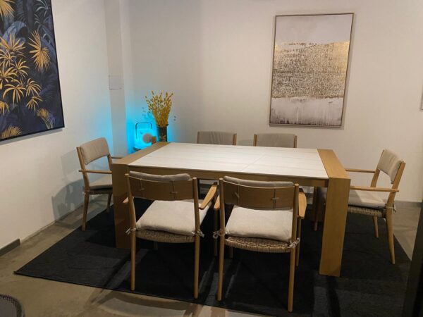 Austin Richmond Tischgruppe light teak look / sand – Bild 6