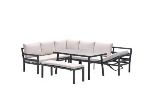 Corsica Lounge links carbon black / desert sand / grey slate look ceramic glass