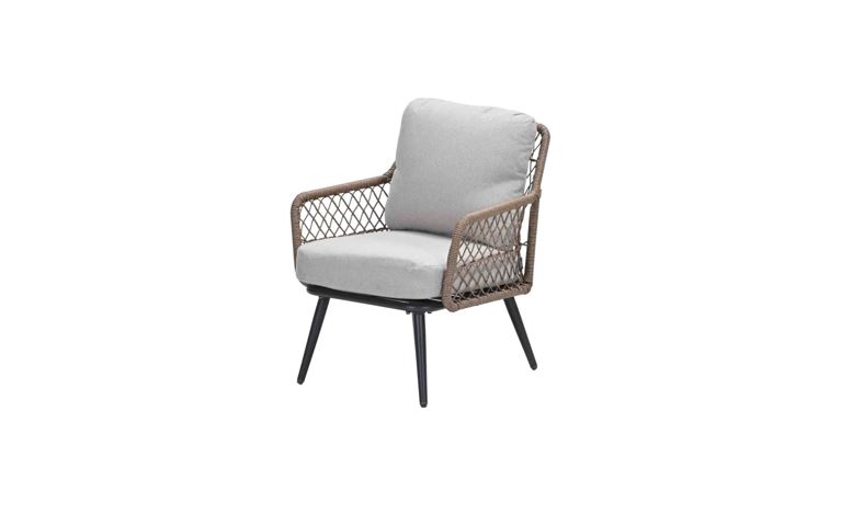 Allasio Lounge Sessel carbon black / rope natural / desert sand